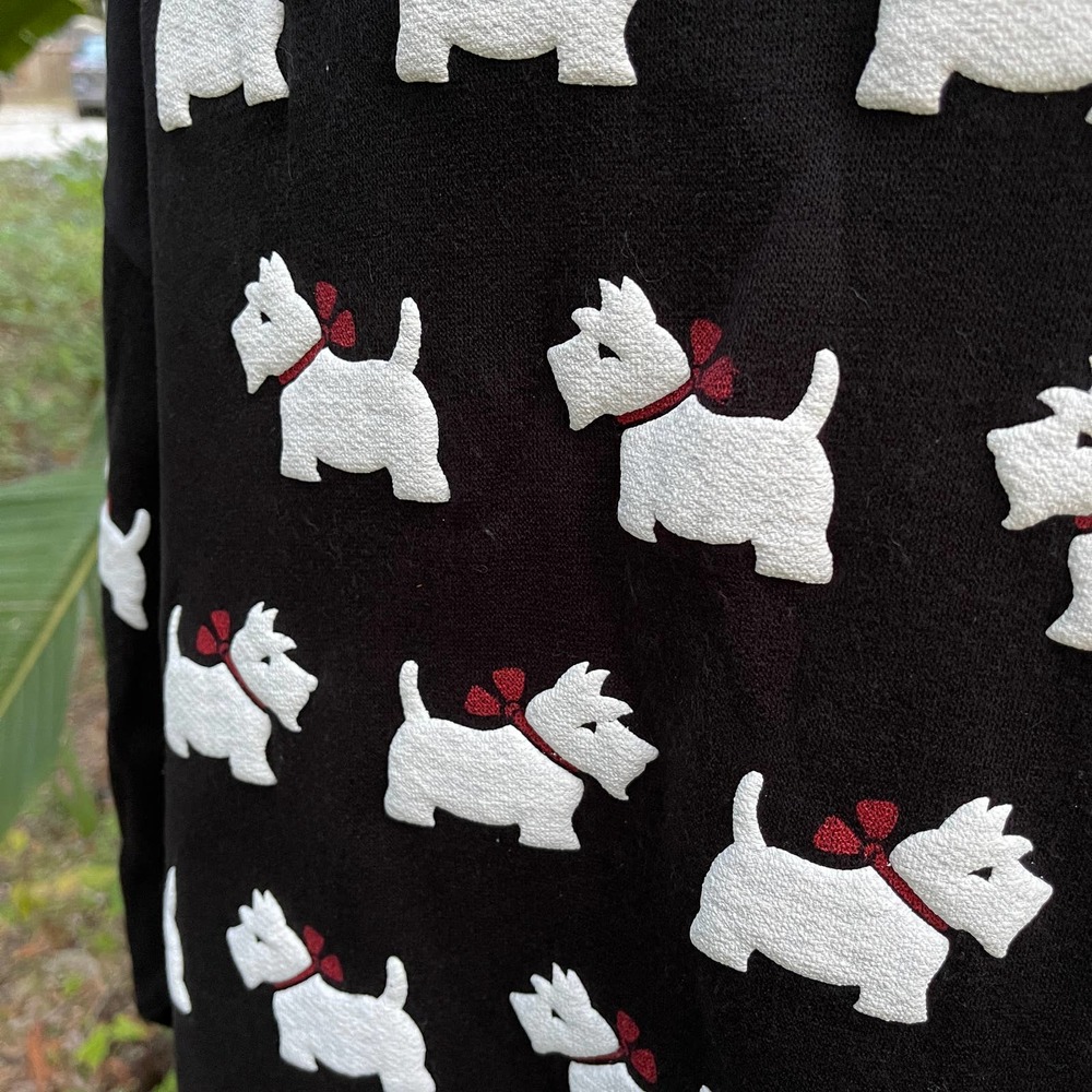 Vintage 80s Black Background with White Scottie Dog Pattern by Scoop Size L - Picture 7 of 9